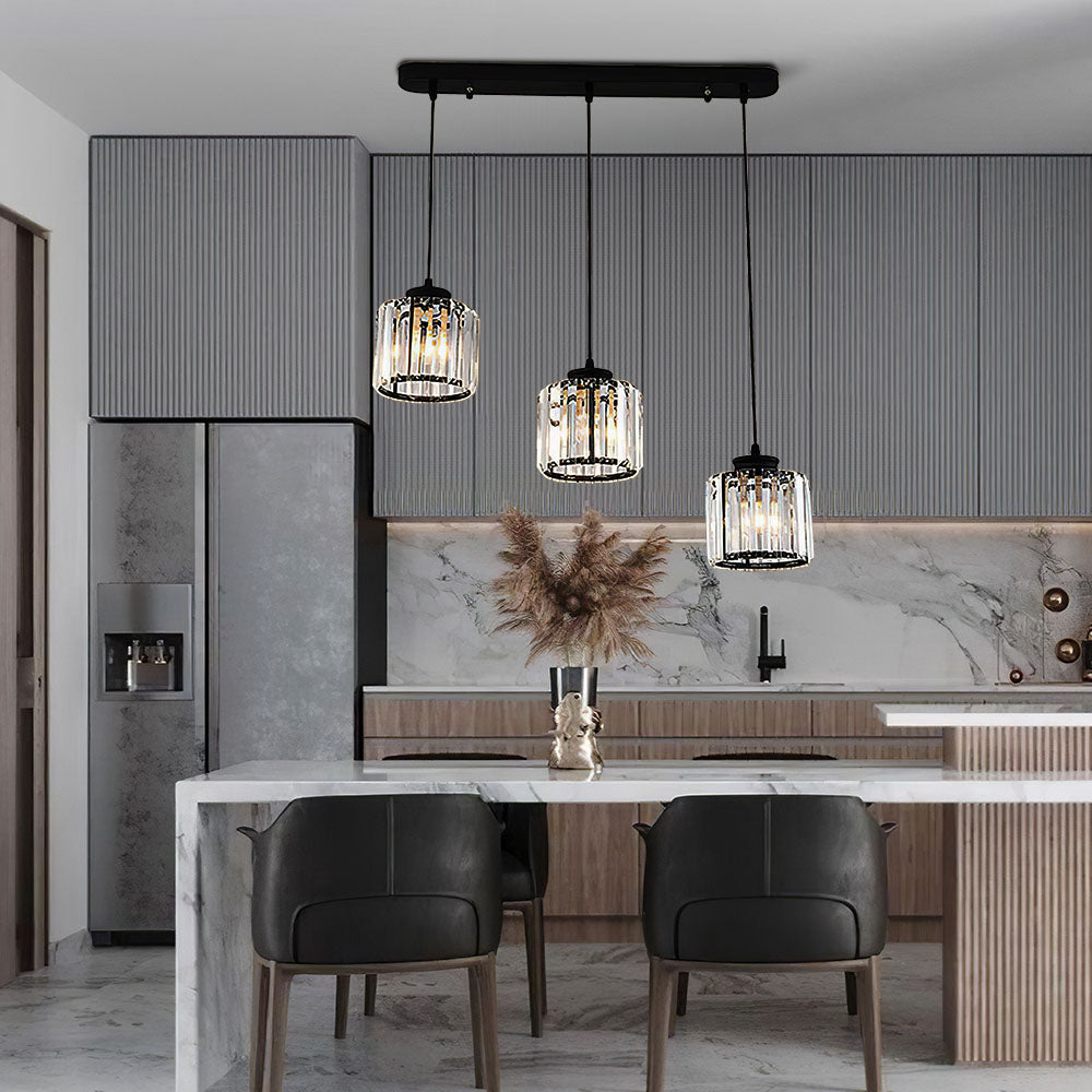 GlanzInsel: Designer Crystal Chandelier 3-Light – Elegant & Bright for Kitchen & Dining Area