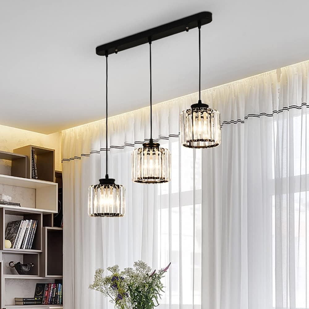 GlanzInsel: Designer Crystal Chandelier 3-Light – Elegant & Bright for Kitchen & Dining Area