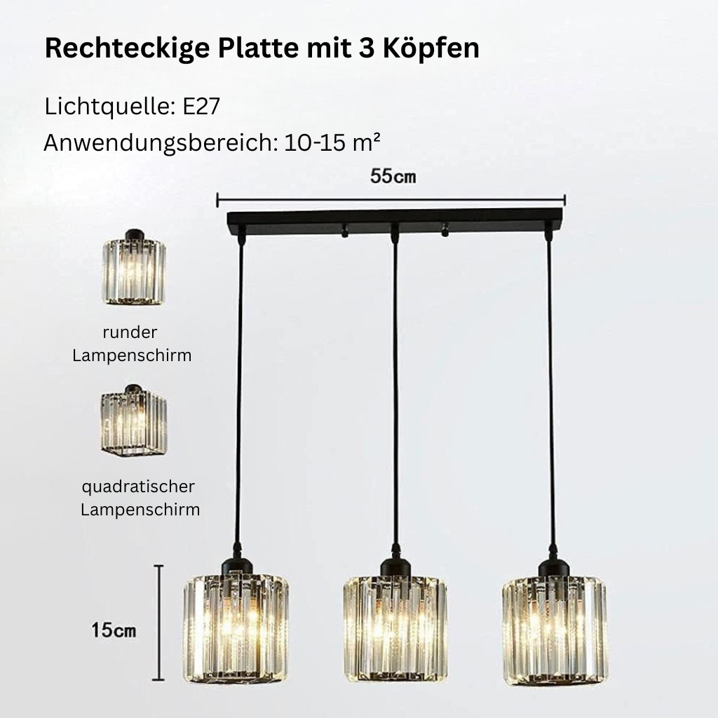 GlanzInsel: Designer Crystal Chandelier 3-Light – Elegant & Bright for Kitchen & Dining Area