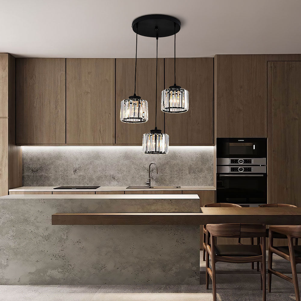 GlanzInsel: Designer Crystal Chandelier 3-Light – Elegant & Bright for Kitchen & Dining Area