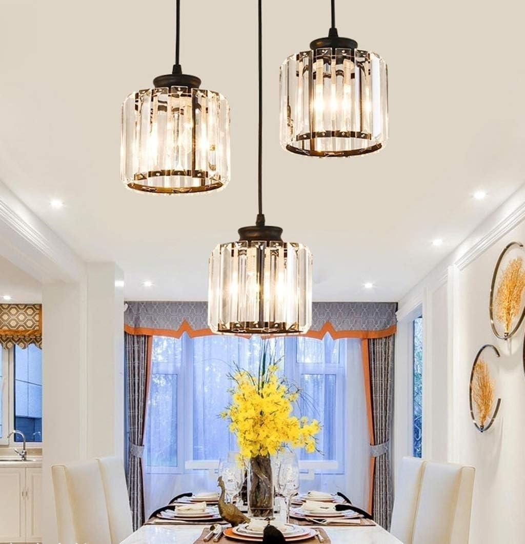 GlanzInsel: Designer Crystal Chandelier 3-Light – Elegant & Bright for Kitchen & Dining Area