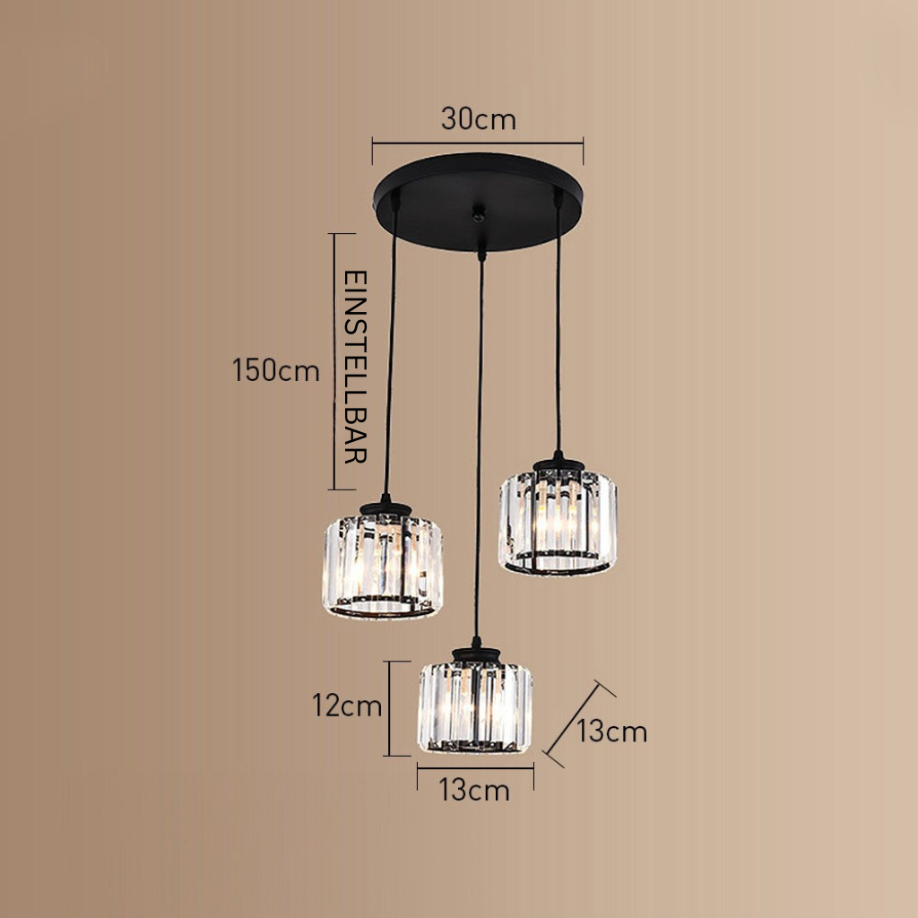 GlanzInsel: Designer Crystal Chandelier 3-Light – Elegant & Bright for Kitchen & Dining Area