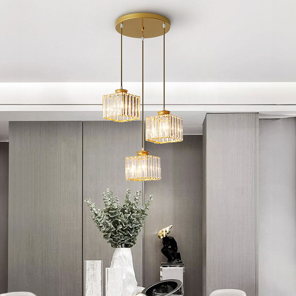GlanzInsel: Designer Crystal Chandelier 3-Light – Elegant & Bright for Kitchen & Dining Area