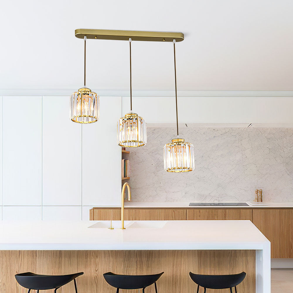 GlanzInsel: Designer Crystal Chandelier 3-Light – Elegant & Bright for Kitchen & Dining Area