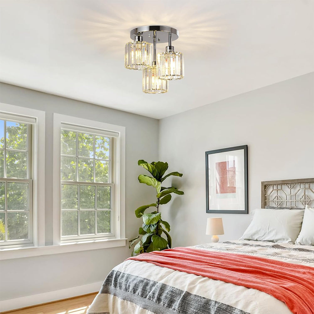 GlanzKristall: Semi-Flush Crystal Ceiling Light Modern – Luxurious Design for Bedrooms & Dining Rooms