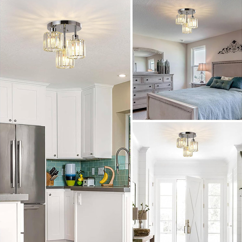 GlanzKristall: Semi-Flush Crystal Ceiling Light Modern – Luxurious Design for Bedrooms & Dining Rooms