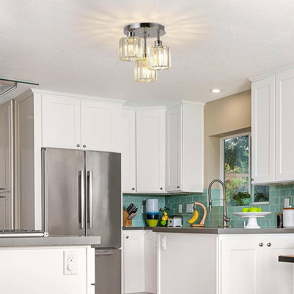 GlanzKristall: Semi-Flush Crystal Ceiling Light Modern – Luxurious Design for Bedrooms & Dining Rooms