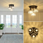 GlanzKristall: Semi-Flush Crystal Ceiling Light Modern – Luxurious Design for Bedrooms & Dining Rooms