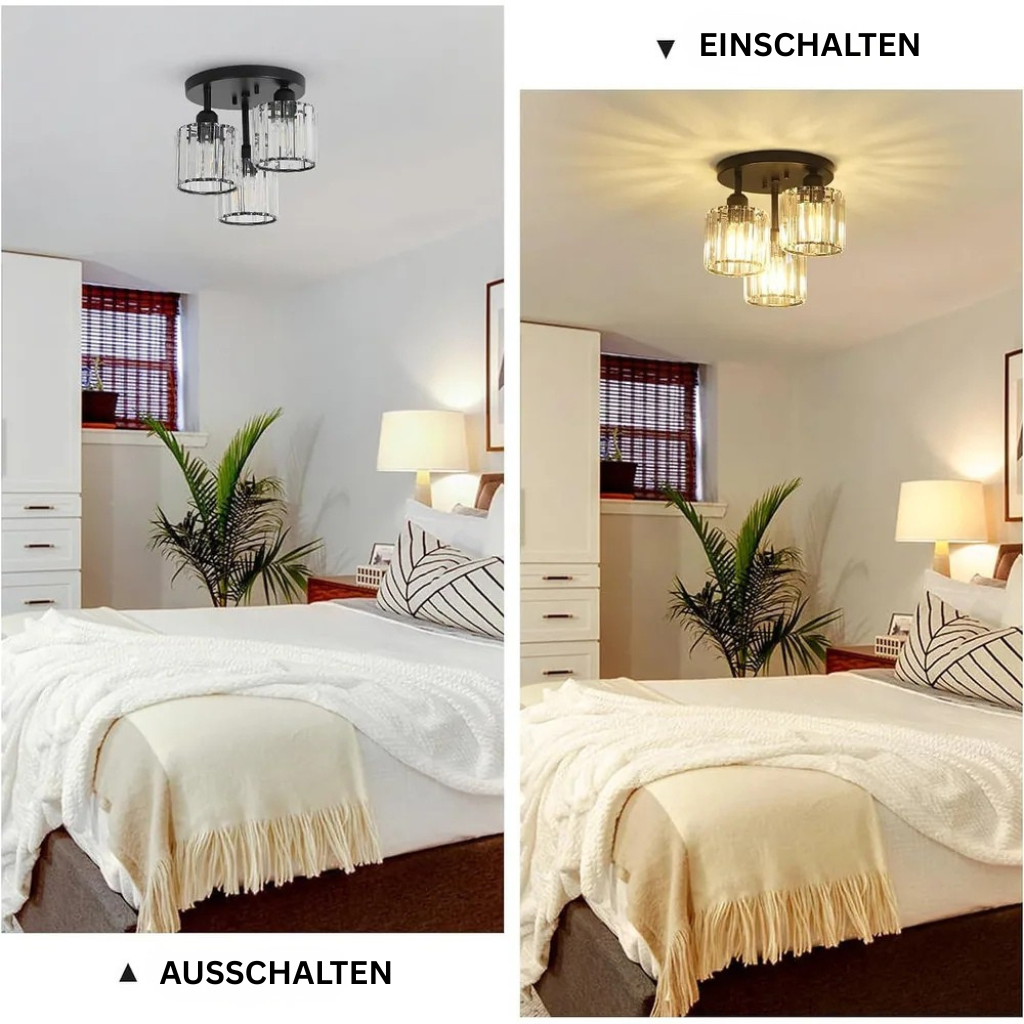 GlanzKristall: Semi-Flush Crystal Ceiling Light Modern – Luxurious Design for Bedrooms & Dining Rooms