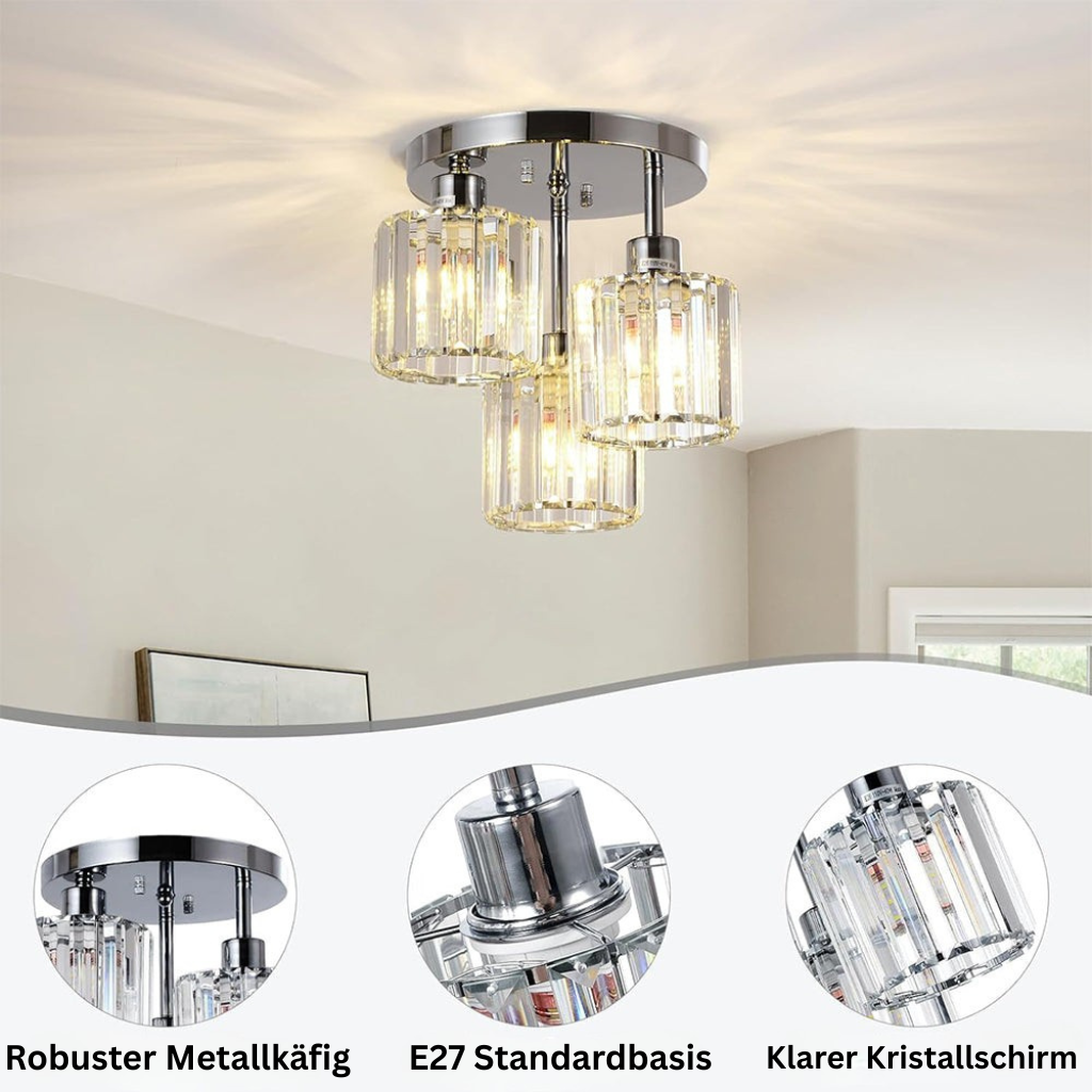 GlanzKristall: Semi-Flush Crystal Ceiling Light Modern – Luxurious Design for Bedrooms & Dining Rooms