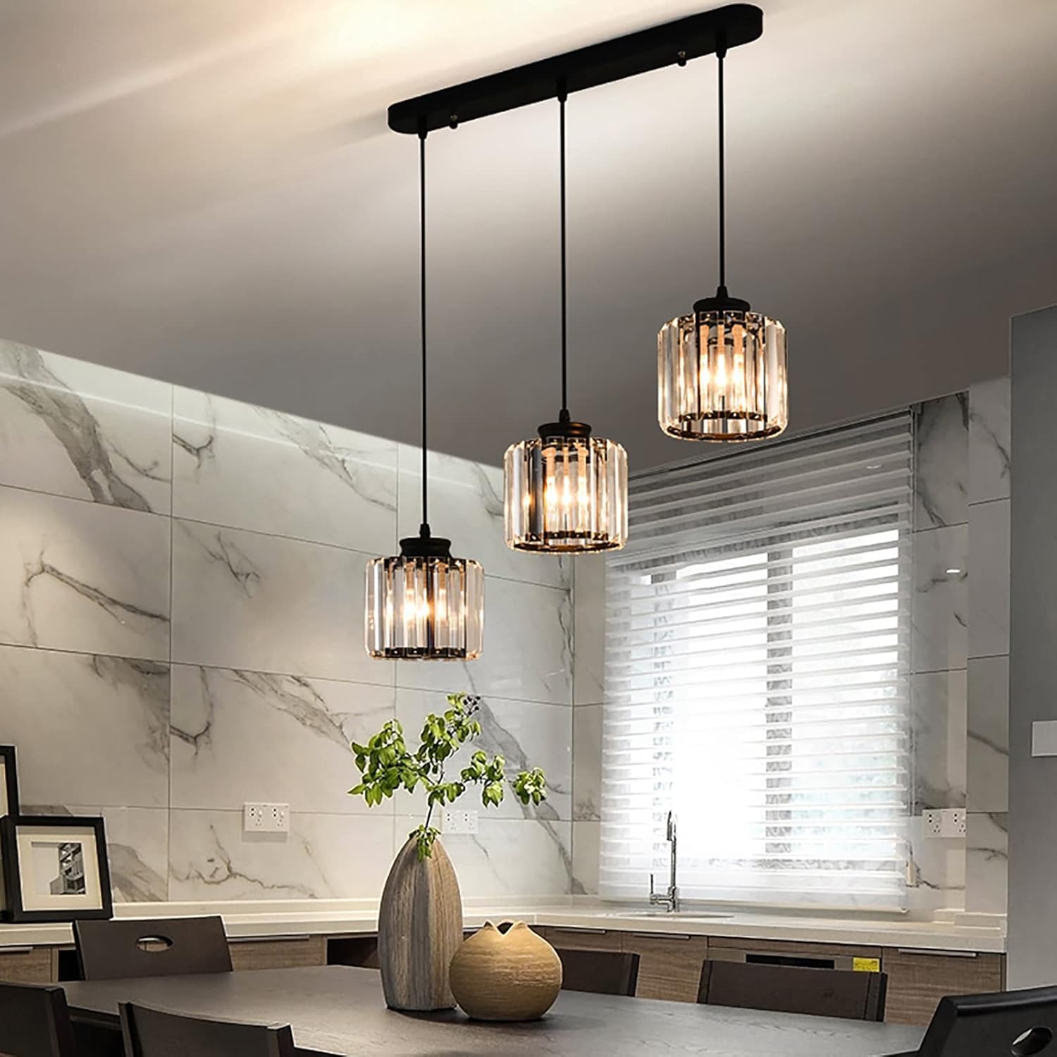 GlanzKüche: Black Glass Pendant Light Modern – Decorative & Energy-Efficient for Kitchen Islands & Dining Areas