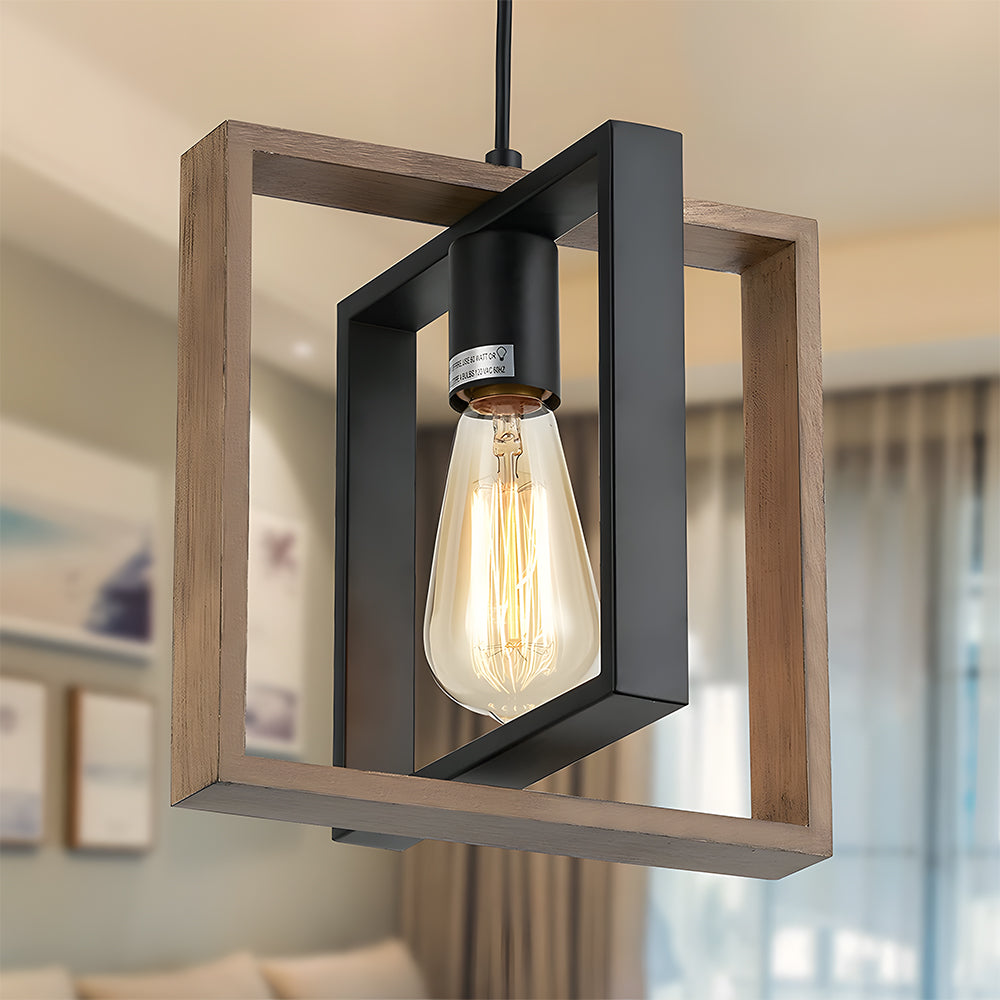 GlanzLandhaus: Black Pendant Light Wood Modern – Decorative & Functional for Dining Room & Living Room