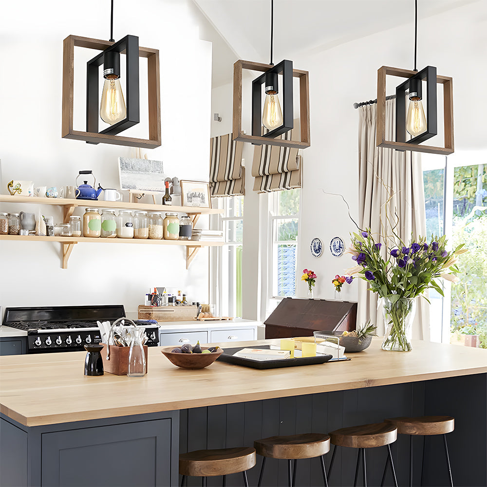 GlanzLandhaus: Black Pendant Light Wood Modern – Decorative & Functional for Dining Room & Living Room