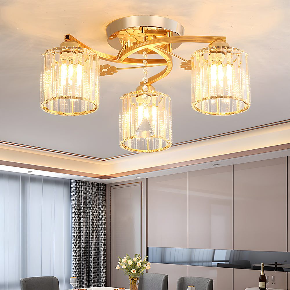 GlanzPrisma: Semi-flush Crystal Ceiling Light Modern – Stylish & Bright for Living & Dining Areas