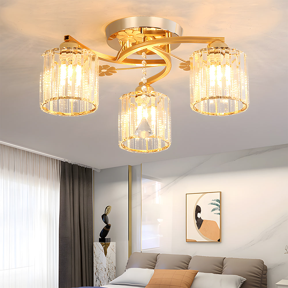 GlanzPrisma: Semi-flush Crystal Ceiling Light Modern – Stylish & Bright for Living & Dining Areas