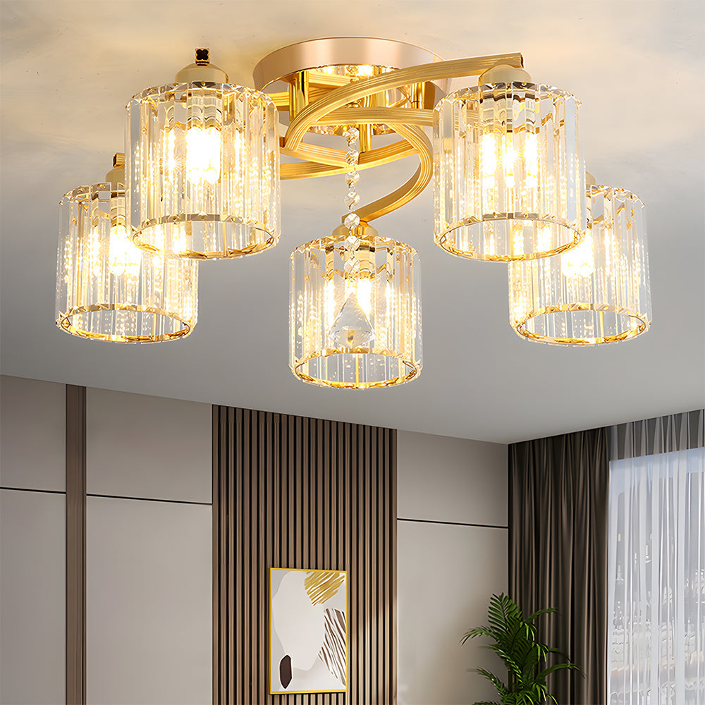 GlanzPrisma: Semi-flush Crystal Ceiling Light Modern – Stylish & Bright for Living & Dining Areas