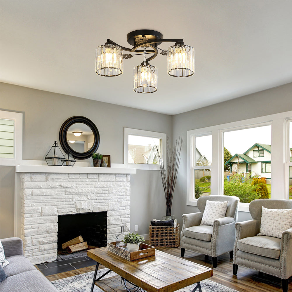 GlanzPrisma: Semi-flush Crystal Ceiling Light Modern – Stylish & Bright for Living & Dining Areas