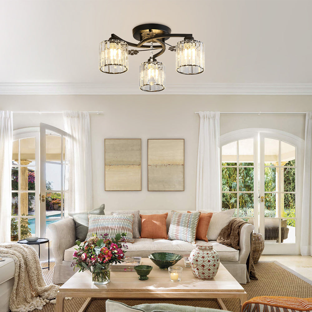GlanzPrisma: Semi-flush Crystal Ceiling Light Modern – Stylish & Bright for Living & Dining Areas