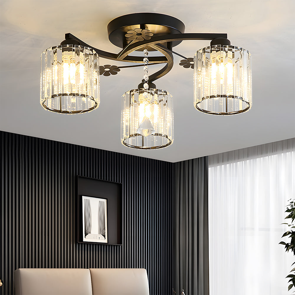 GlanzPrisma: Semi-flush Crystal Ceiling Light Modern – Stylish & Bright for Living & Dining Areas
