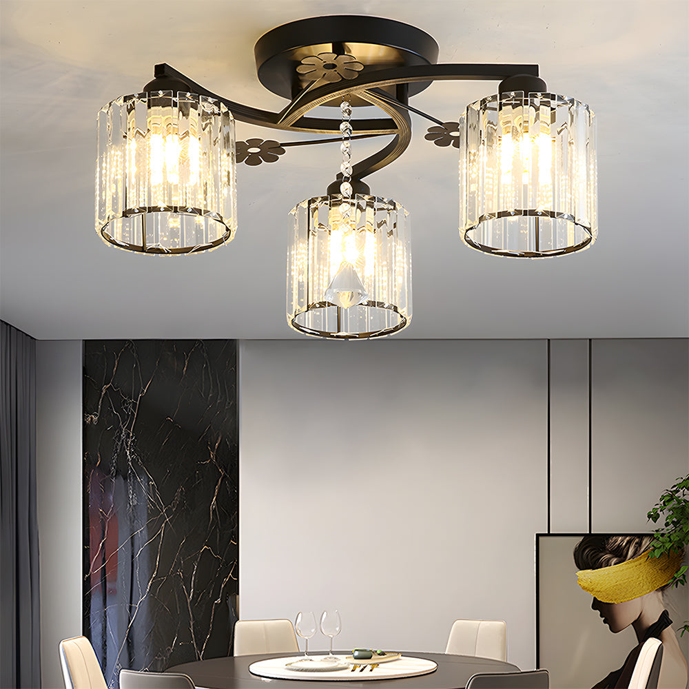 GlanzPrisma: Semi-flush Crystal Ceiling Light Modern – Stylish & Bright for Living & Dining Areas
