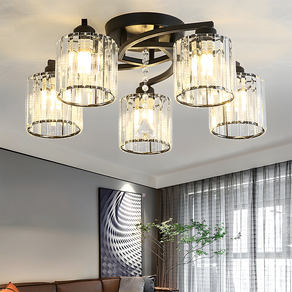 GlanzPrisma: Semi-flush Crystal Ceiling Light Modern – Stylish & Bright for Living & Dining Areas
