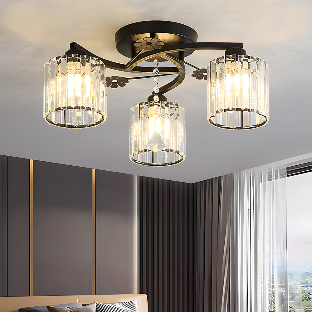 GlanzPrisma: Semi-flush Crystal Ceiling Light Modern – Stylish & Bright for Living & Dining Areas