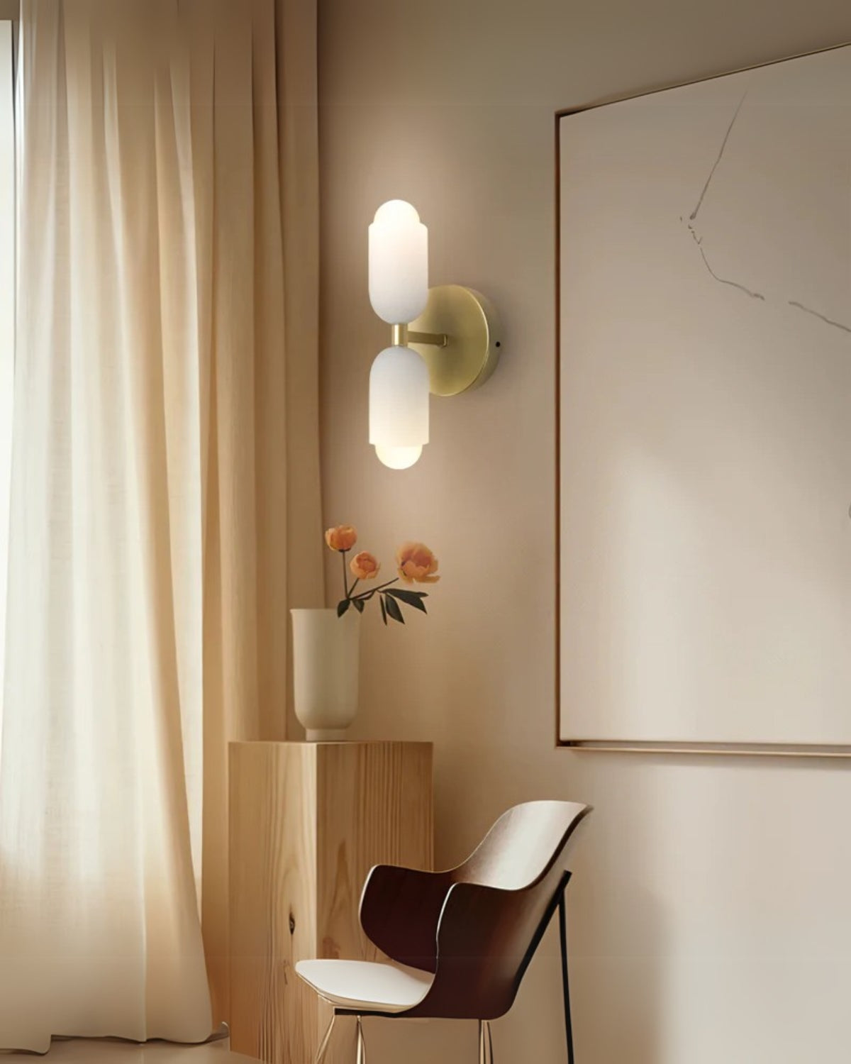 GlanzSphäre: Modern Wall Light – Double Glass Ball Light with Warm Light, Decorative for Bedroom & Living Room