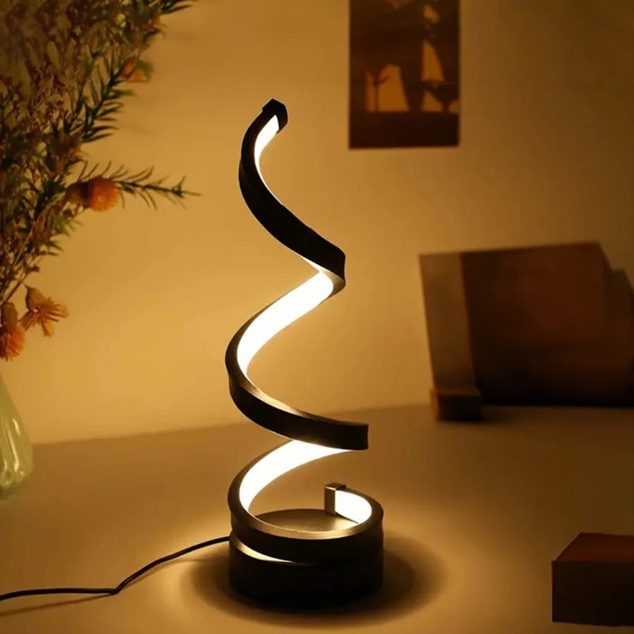 GlanzWelle: Modern LED Table Lamp Spiral – Dimmable via USB