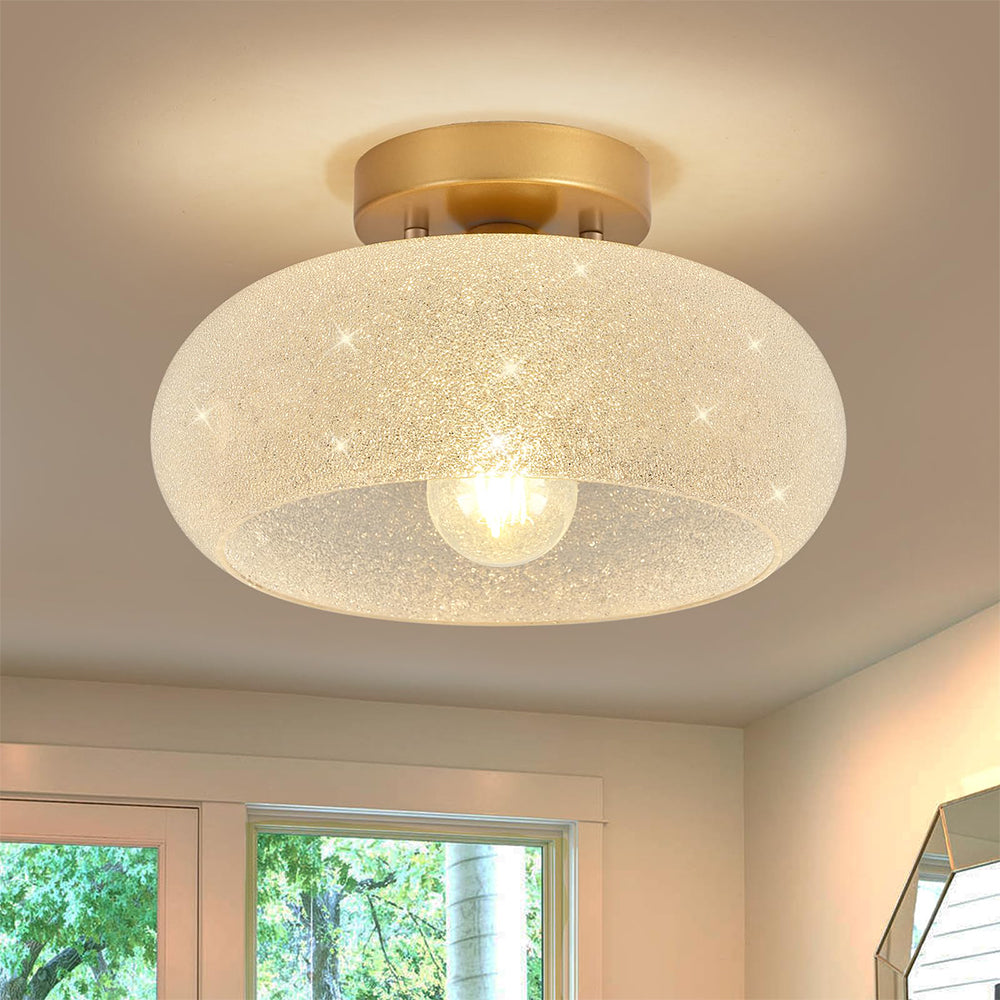 GlanzWohn: Round Glass Ceiling Light Modern – Stylish & Energy Efficient for Living Room & Hallway