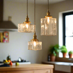 GlasLume: Vintage Glass Pendant Light – Retro Hanging Lamp with Brass Details