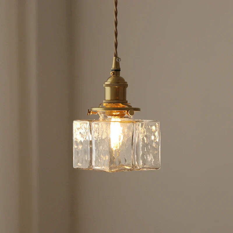 GlasLume: Vintage Glass Pendant Light – Retro Hanging Lamp with Brass Details