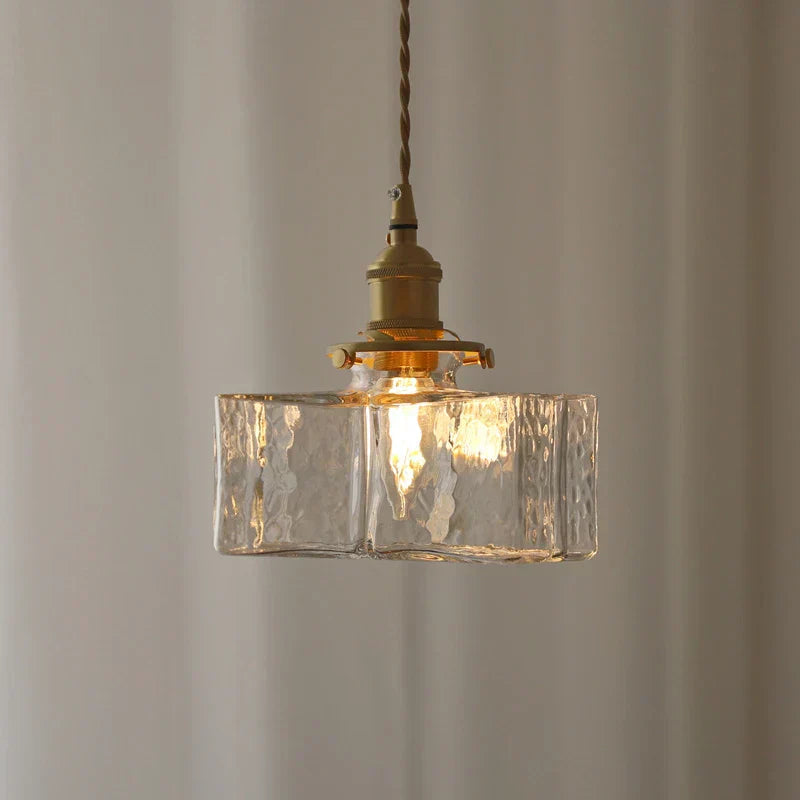 GlasLume: Vintage Glass Pendant Light – Retro Hanging Lamp with Brass Details