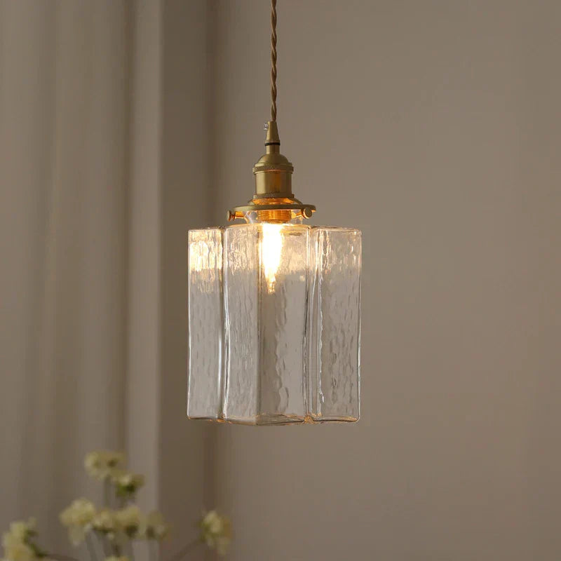 GlasLume: Vintage Glass Pendant Light – Retro Hanging Lamp with Brass Details