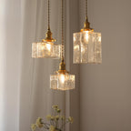 GlasLume: Vintage Glass Pendant Light – Retro Hanging Lamp with Brass Details