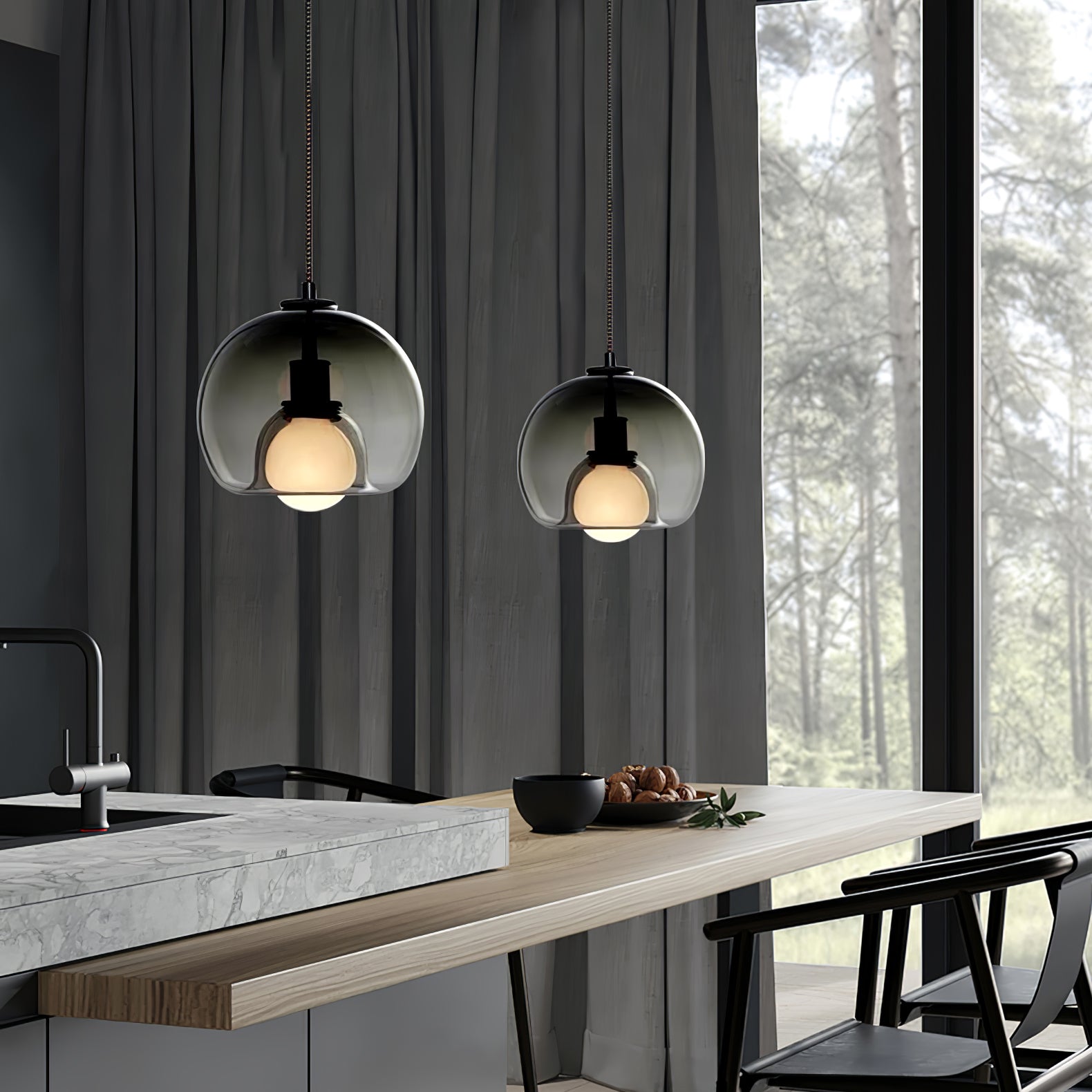 Glasera: Glass & Metal Pendant Light with Minimalist Design – for Modern Living Spaces
