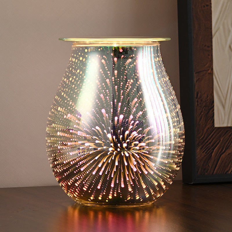 Glass Essential Oil Diffuser, 3D Fireworks LED, Auto Shut-Off