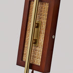 Amber Floral Glass Plug-In Wall Sconce with Bamboo