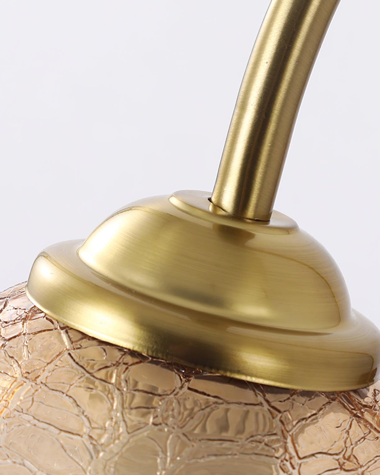 Amber Floral Glass Plug-In Wall Sconce with Bamboo