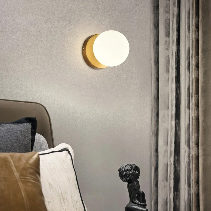 Wall Light Glass Globe Metal LED Hardwired Sconce
