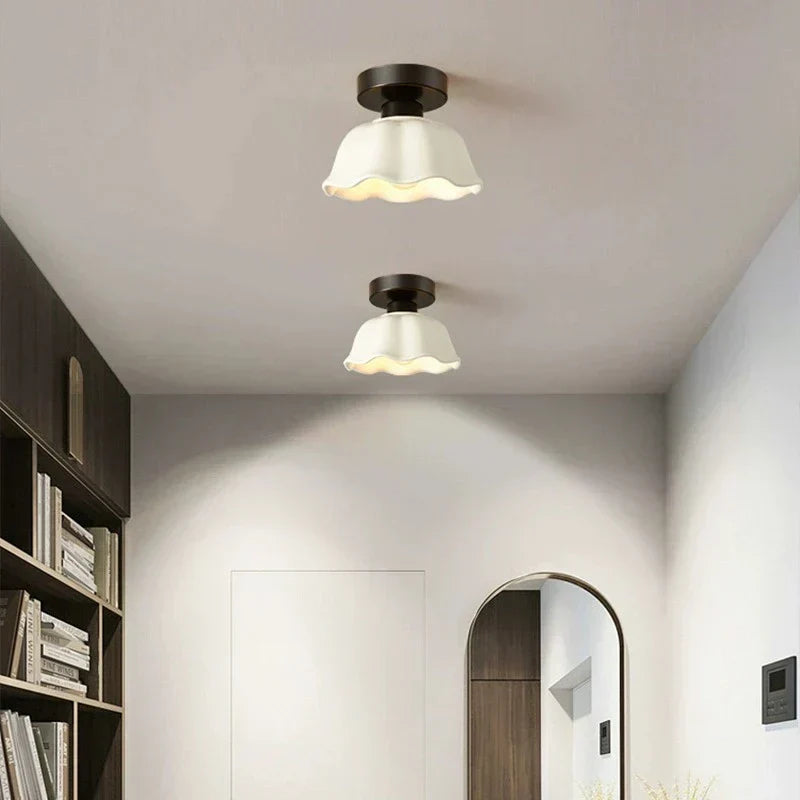 Glass Pendant Lamp Ceramic Shade Modern Lighting
