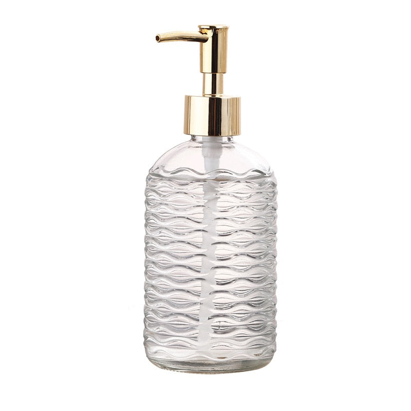 Liquid Soap Dispenser Clear Glass 400ml Chrome Finish Refillable