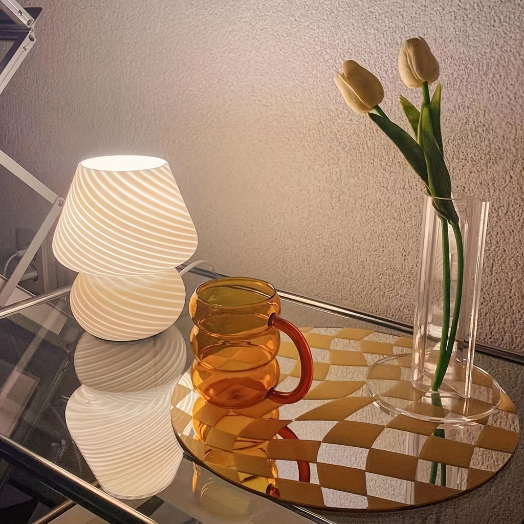 Glass Mushroom Lamp USB Powered Stepless Dimmable LED Table Light