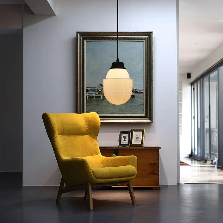 Glasyn: Geometric Frosted Glass Pendant Light – Modern Hanging Lamp for Dining Room & Kitchen