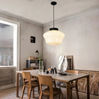 Glasyn: Geometric Frosted Glass Pendant Light – Modern Hanging Lamp for Dining Room & Kitchen