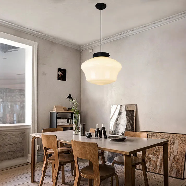 Glasyn: Geometric Frosted Glass Pendant Light – Modern Hanging Lamp for Dining Room & Kitchen