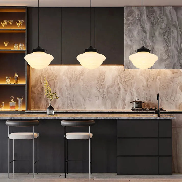 Glasyn: Geometric Frosted Glass Pendant Light – Modern Hanging Lamp for Dining Room & Kitchen