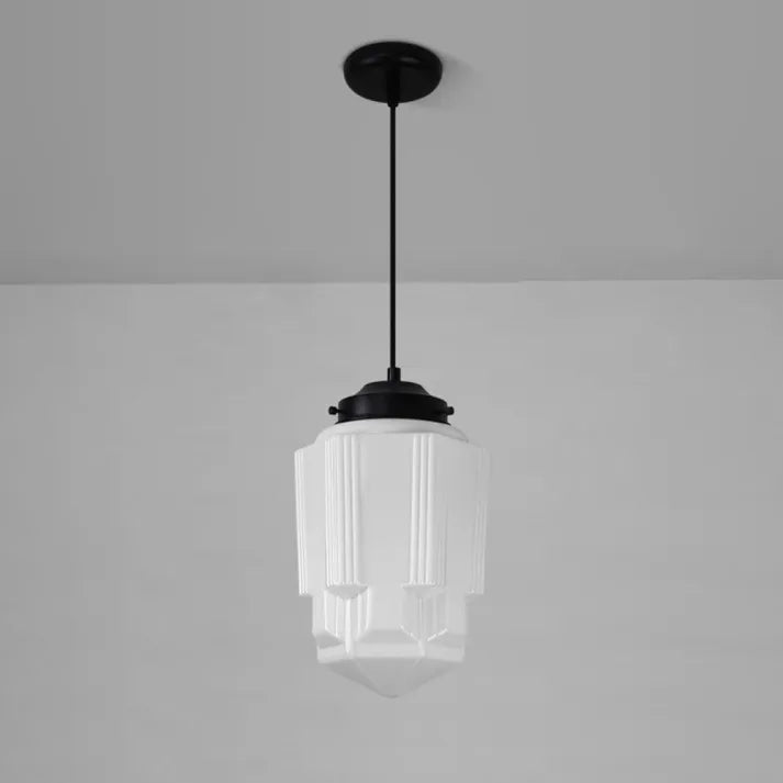 Glasyn: Geometric Frosted Glass Pendant Light – Modern Hanging Lamp for Dining Room & Kitchen