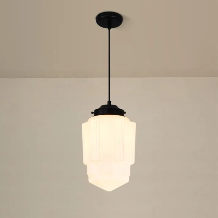 Glasyn: Geometric Frosted Glass Pendant Light – Modern Hanging Lamp for Dining Room & Kitchen