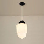Glasyn: Geometric Frosted Glass Pendant Light – Modern Hanging Lamp for Dining Room & Kitchen