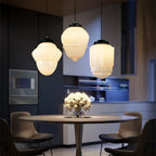 Glasyn: Geometric Frosted Glass Pendant Light – Modern Hanging Lamp for Dining Room & Kitchen